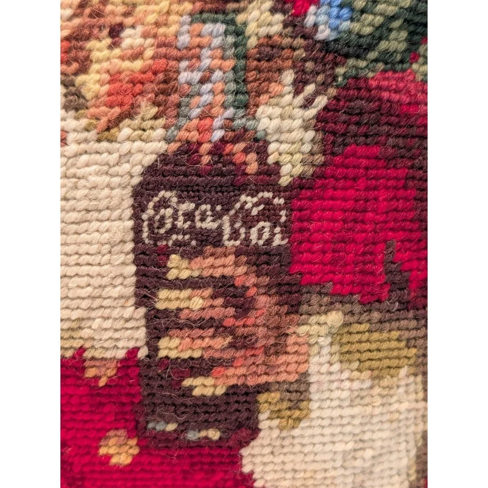 Christmas Santa Claus Dog Coca-Cola Needlepoint throw Pillow Velvet 9